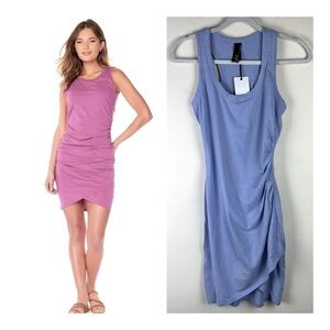 Bobi | Shirred Surplice Sleeveless Tank Dress In Periwinkle